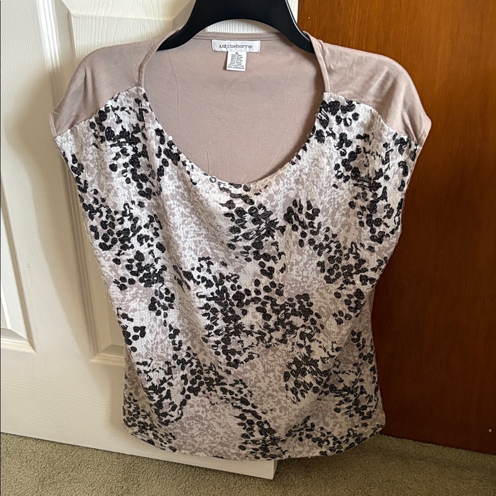Liz Claiborne Black and Cream Sequin Blouse